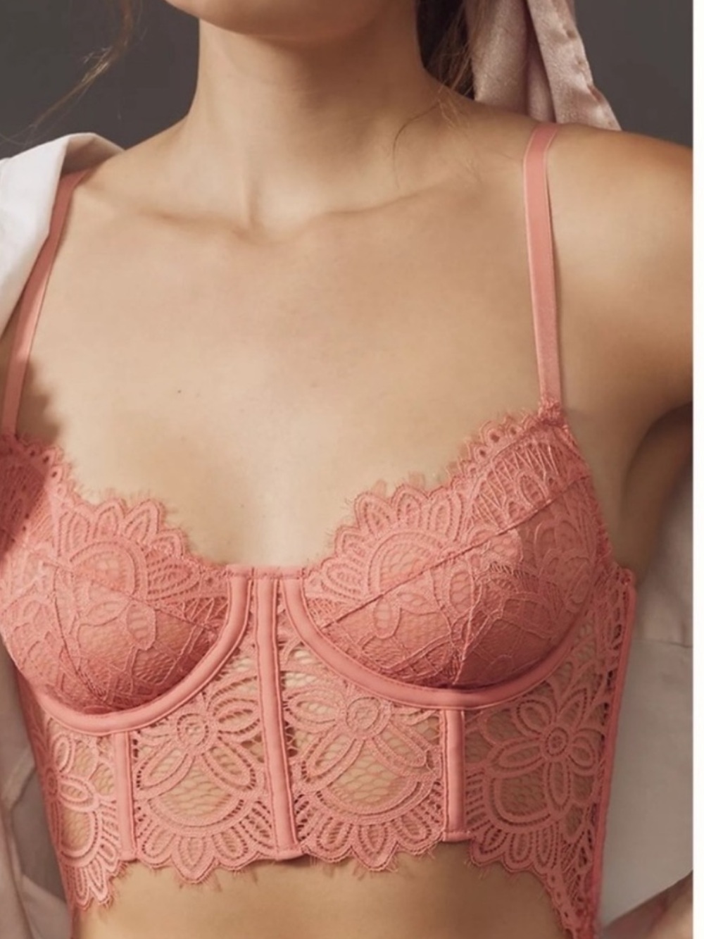 NWT Anthropologie pink lace cropped bralette large
